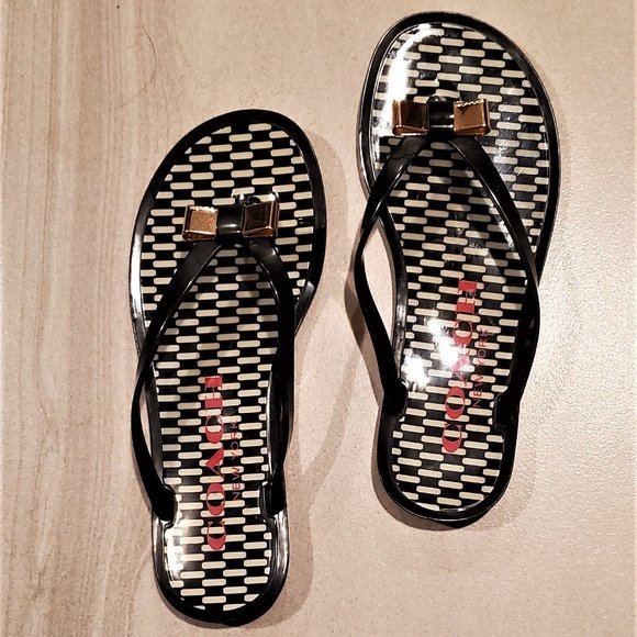 Coach Black and Gold Sandals - Picture 1 of 6